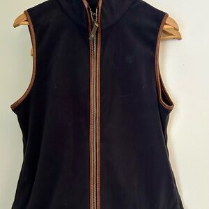Women's Black and Brown Hooded Vest